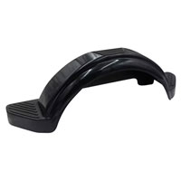 Trailer Single Axle Trailer Fender 9.09" X 28" Poly With Skirt And Step Black Dexter/Redneck #PF9X28B