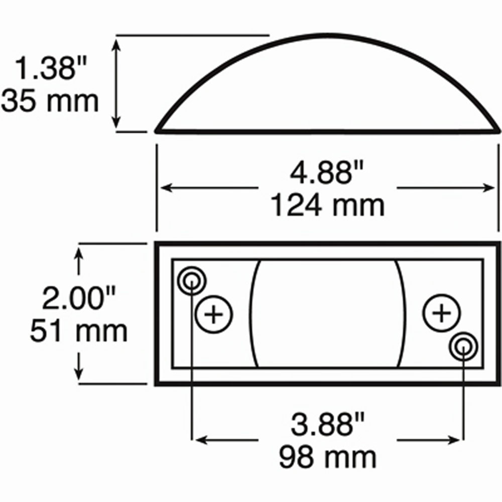 (image for) Marker Clearance Incandescent Light Rectangular Aluminum Armored Light Amber Dexter/Redneck #124A
