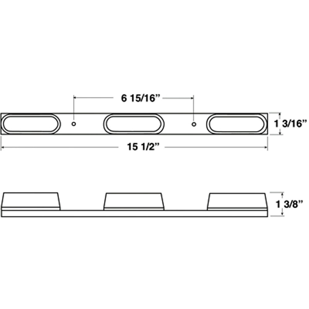 (image for) Trailer Identification Light Bar Incandescent 15.5 Red Thinline 3 Bulb Dexter/Redneck #136-3R