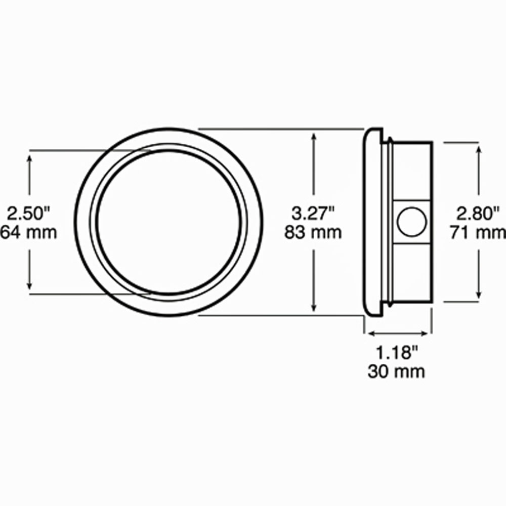 (image for) Trailer Round Light Recess Mount Grommet & Pigtail Dexter/Redneck #143-18K