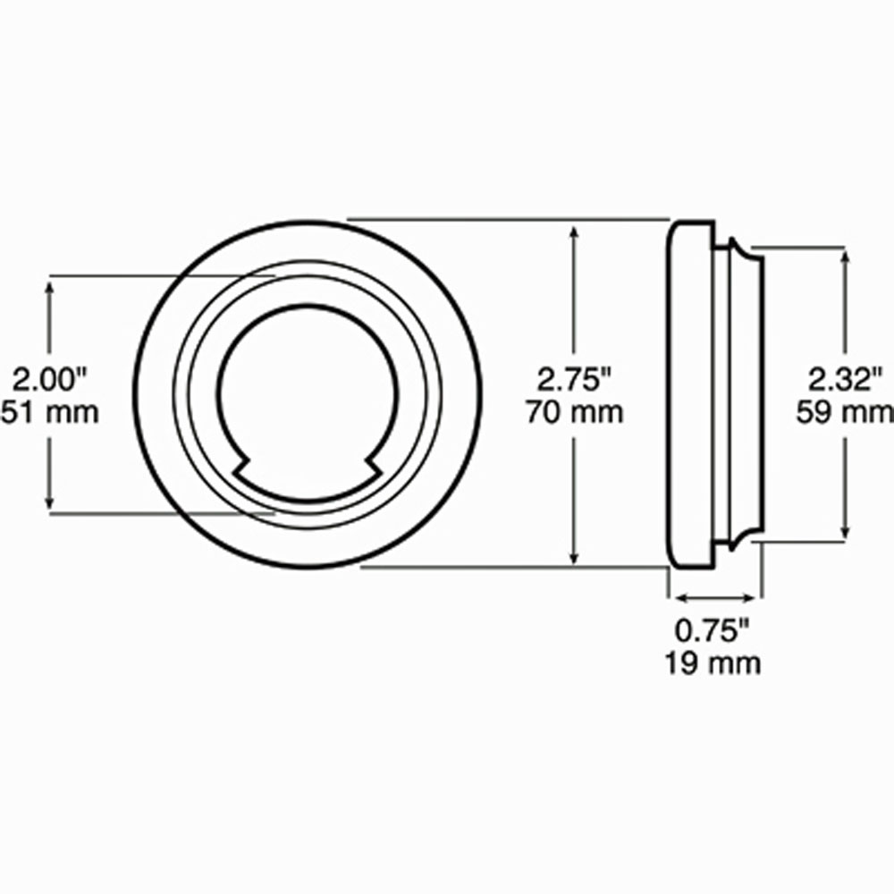 (image for) Trailer Light Flush Mount Grommet 2.5" Round Dexter/Redneck #146-18