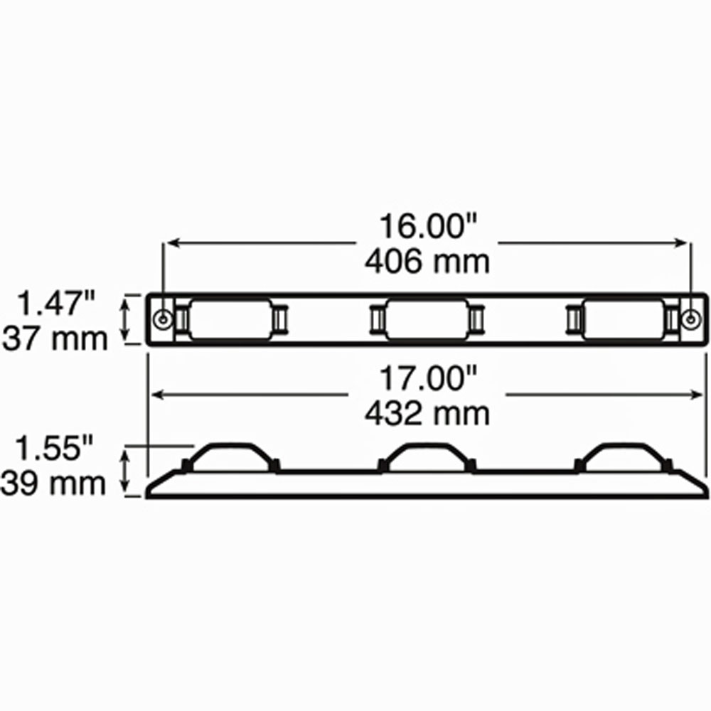 (image for) Trailer Identification Light Bar Submersible Incandescent Submersible 17" Red 1 Bulb Dexter/Redneck #150-3R