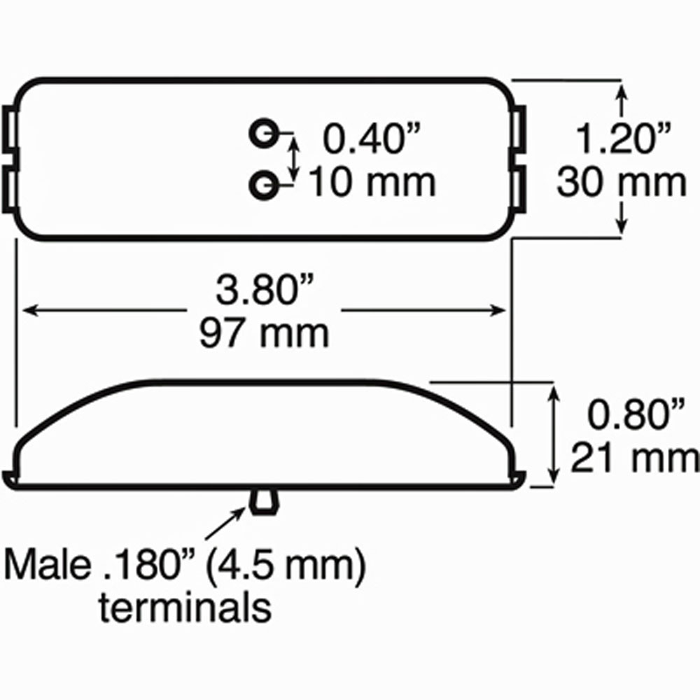 (image for) Trailer Marker Clearance Light Only Incandescent Red 3.91" Rectangular 1 Bulb Thinline Standard Dexter/Redneck #154R