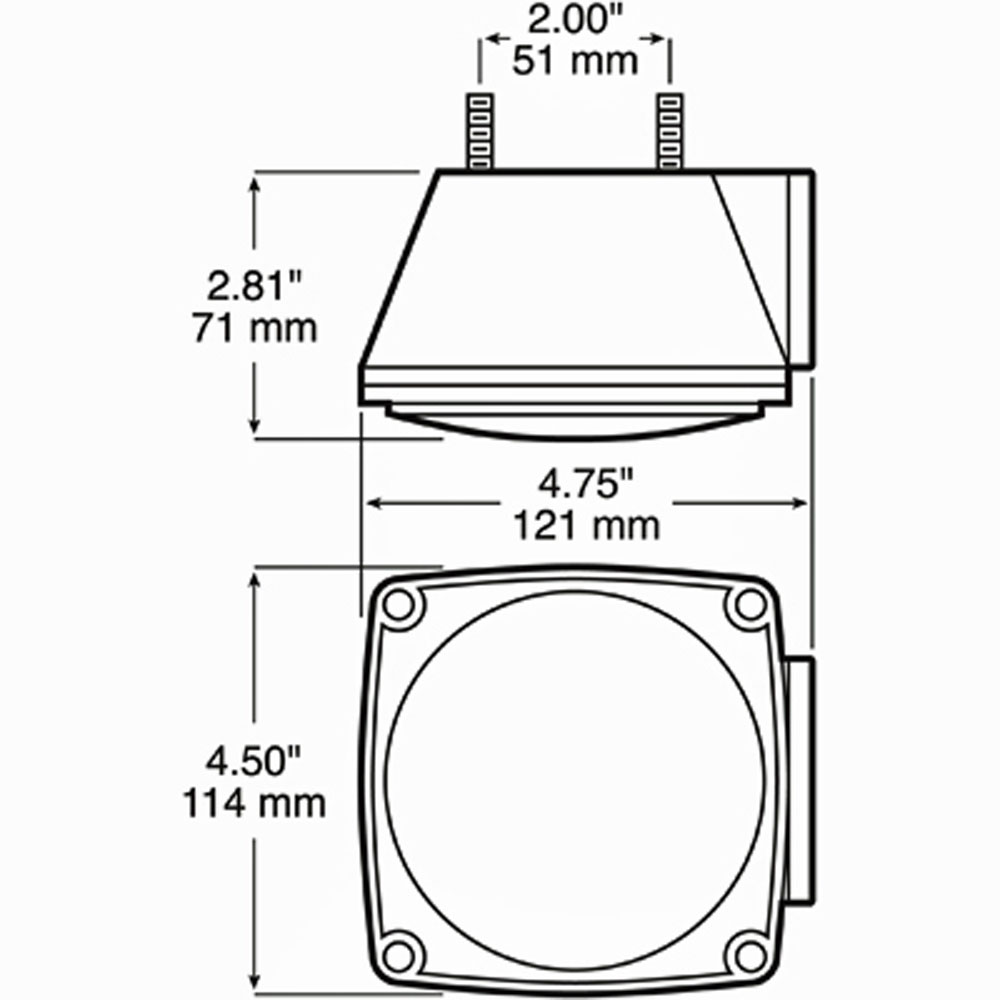 (image for) Trailer Stop/Turn/Tail Light Incandescent 4.5" Square Right Hand Red Standard Dexter/Redneck #440