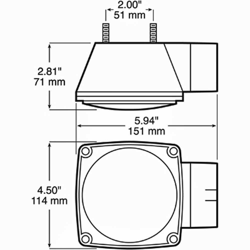 (image for) Trailer Stop/Turn/Tail Light Incadescent 4.5" Square Left Hand Red Standard Dexter/Redneck #444L