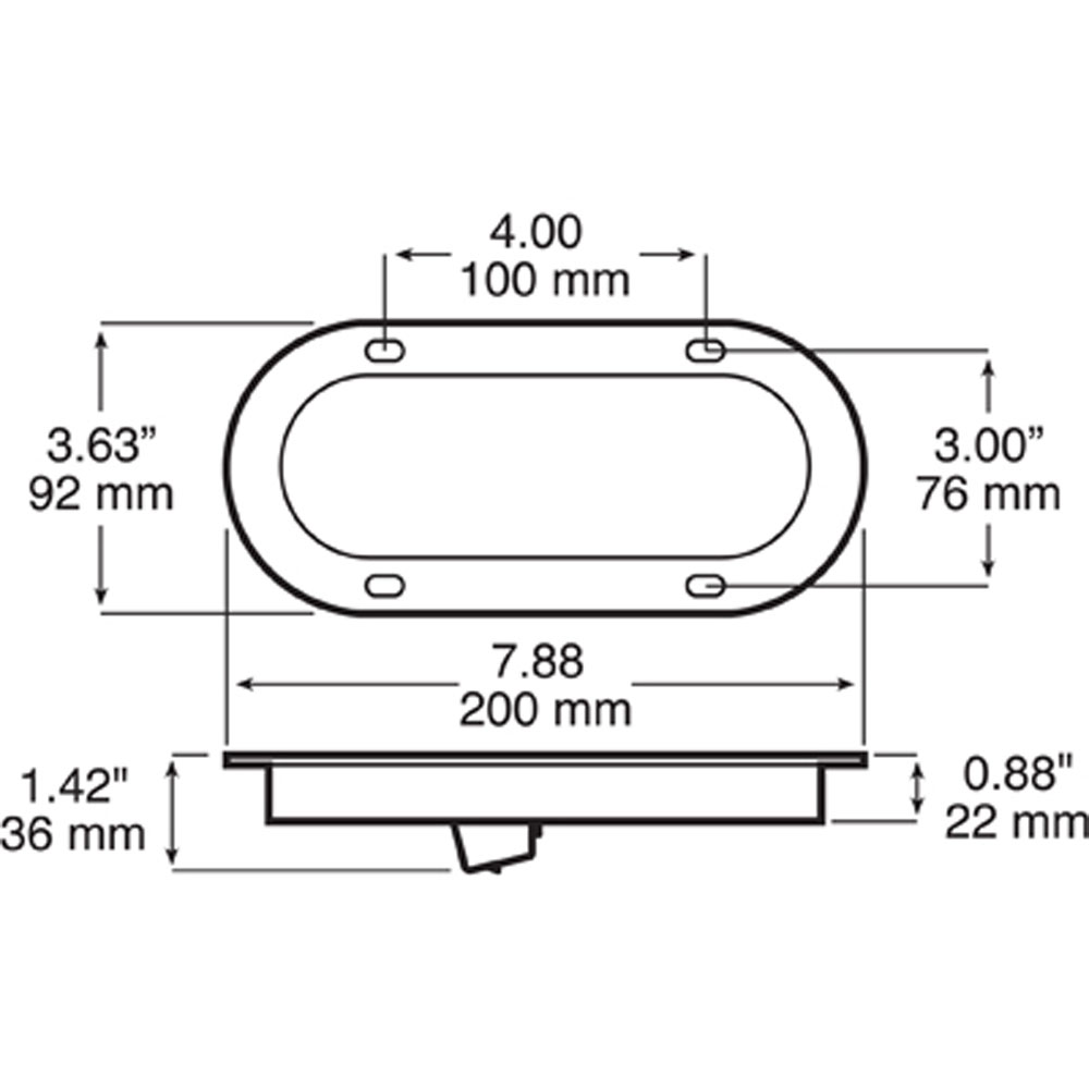 (image for) Trailer Stop/Turn/Tail Light Only LED 6'' Oval Flange Surface Red Lumenx Dexter/Redneck #823R-10