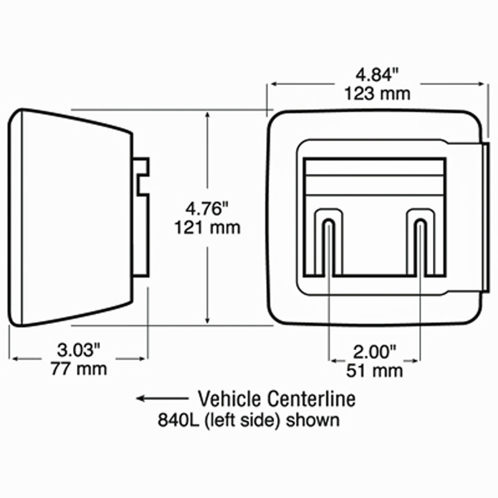 (image for) Trailer Stop/Turn/Tail Light Only LED 4.84" Square 15 Diode Red Submersible Left Hand Dexter/Redneck #840L
