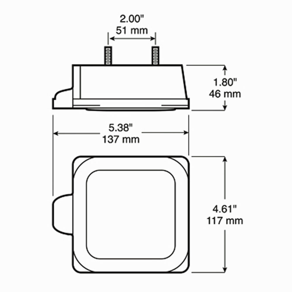 (image for) Trailer Stop/Turn/Tail Light Only LED Submersible 5.38" Square 7 Diode Right Hand Red Dexter/Redneck #844