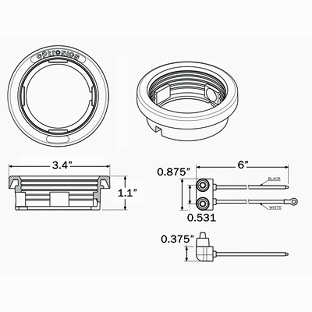 (image for) Trailer Light Recess Mount Grommet & Pigtail 2-1/2" Round Dexter/Redneck #A-57GK