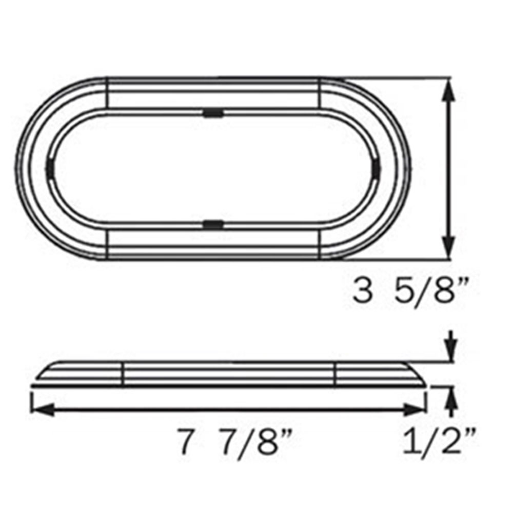(image for) Trailer Light Chrome Trim Ring 6" Oval Dexter/Redneck #A-78CB