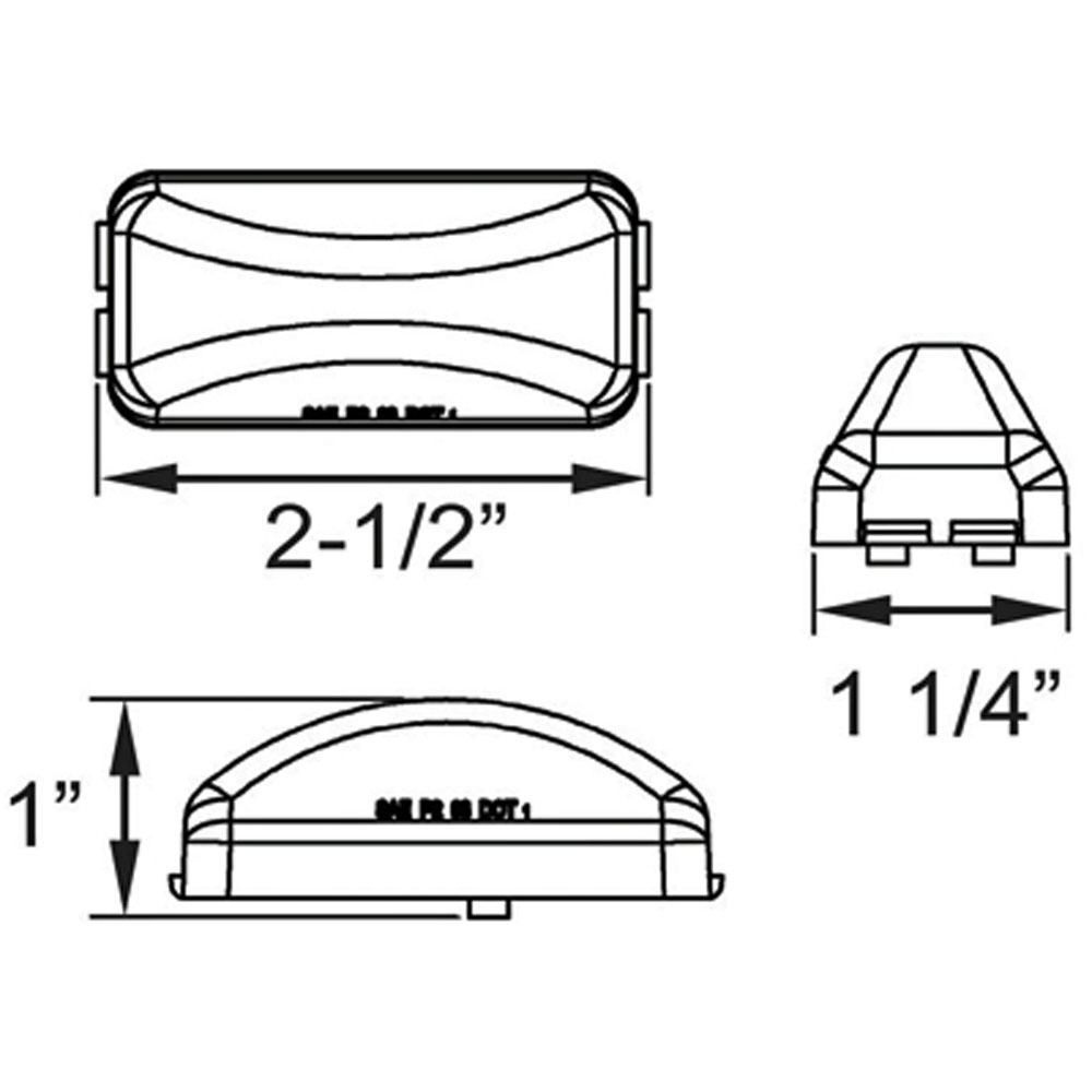 (image for) Trailer Marker Clearance Light LED Mini Thinline 2.5" Rectangle Red Fleetcount Dexter/Redneck #AL-90RB