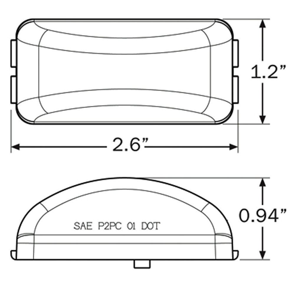 (image for) Trailer Marker Clearance Light Only LED 2.5" Rectangular Mini Thinline 3 Diode Amber Standard Dexter/Redneck #AL-91AB
