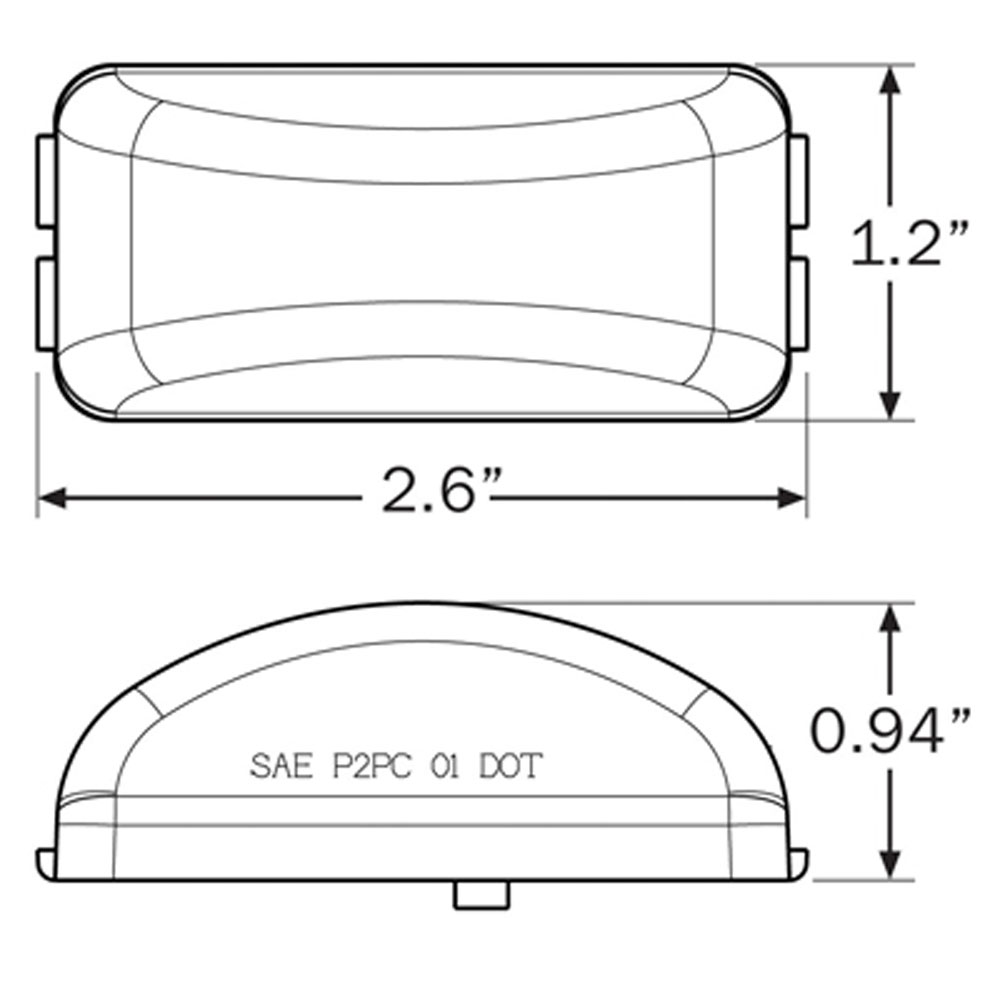(image for) Trailer Marker Clearance Light Only LED Mini Thinline 2.5" Rectangular 2 Diode Red Standard Dexter/Redneck #AL-91RB