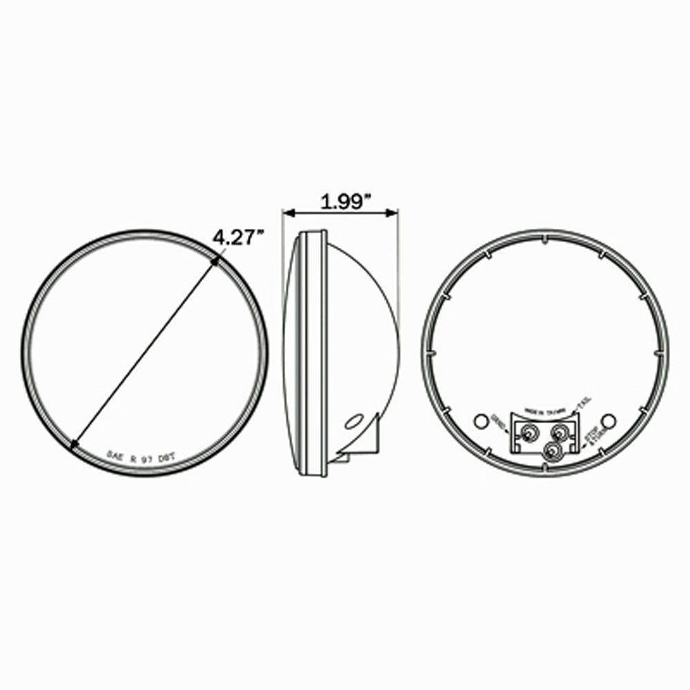 (image for) Trailer Back Up Incandescent Light Kit 4" Round Standard DOT Compliant Dexter/Redneck #BU-44CB