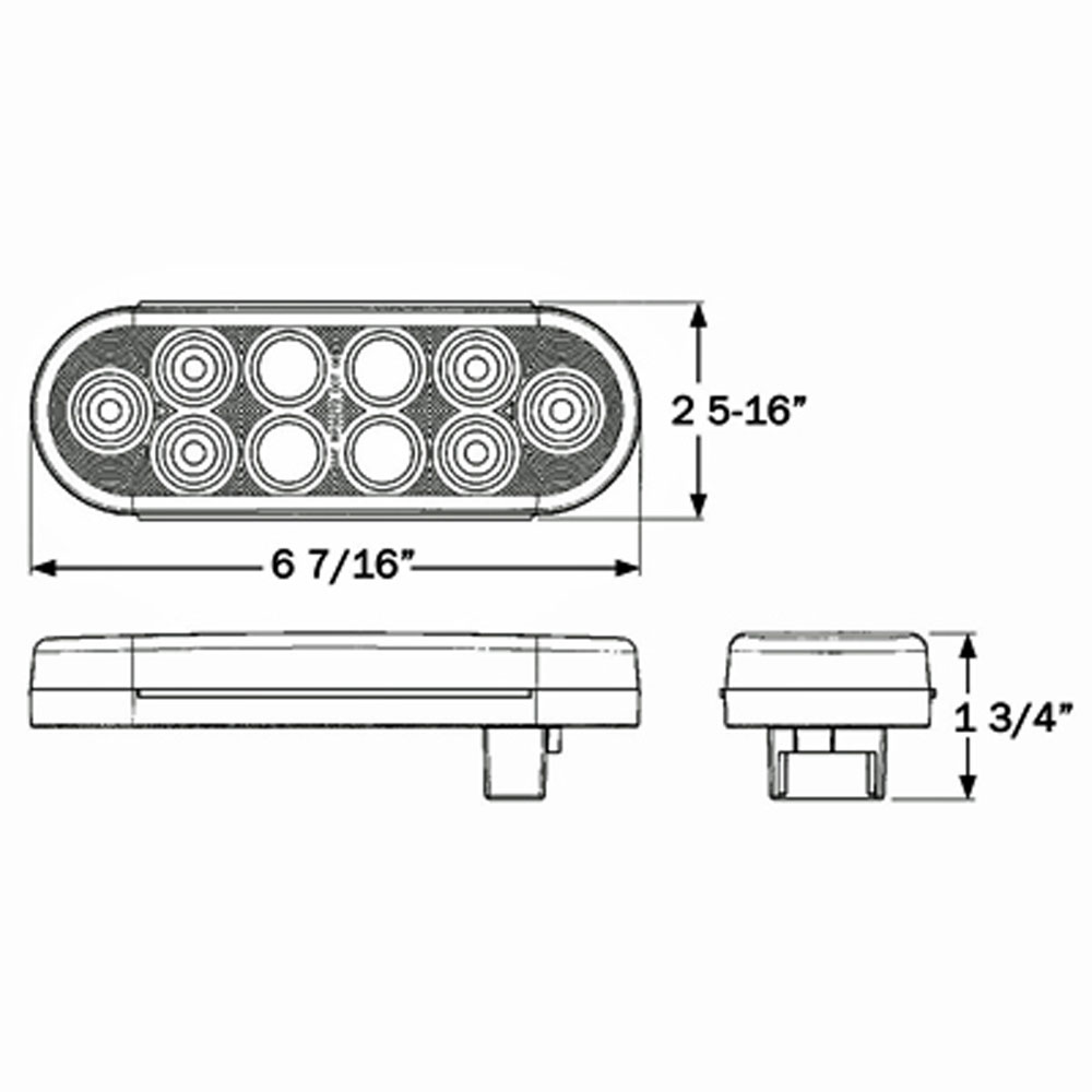 (image for) Trailer Utility Light LED 6" Oval Standard Dexter/Redneck #BUL-72CB