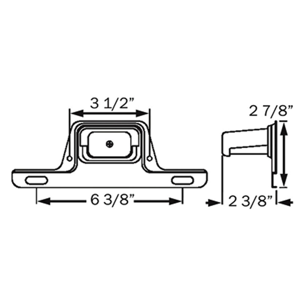 (image for) Trailer License Plate Light Incandescent 6.375" Rectangular 2 Wire With Bracket Dexter/Redneck #LP54CB