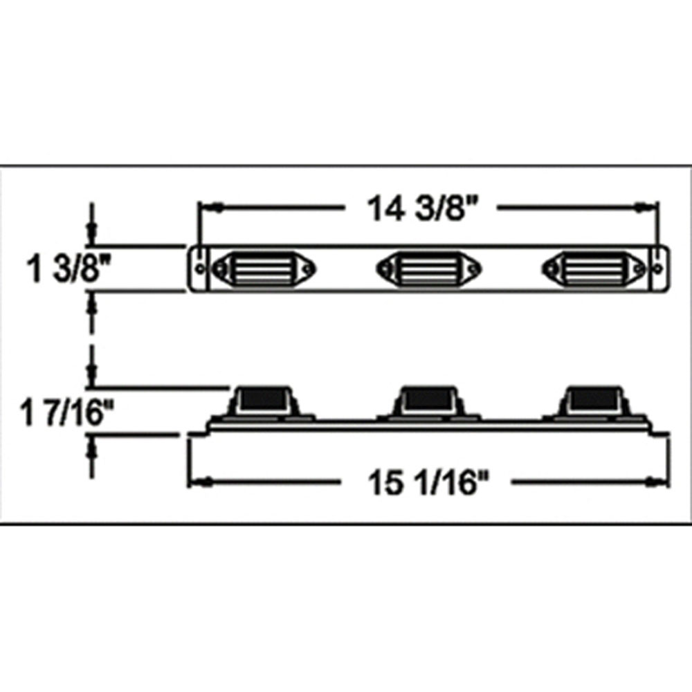 (image for) Trailer Identification Light Bar Incandescent 14.38" 3 Bulb Red Dexter/Redneck #LT01-300