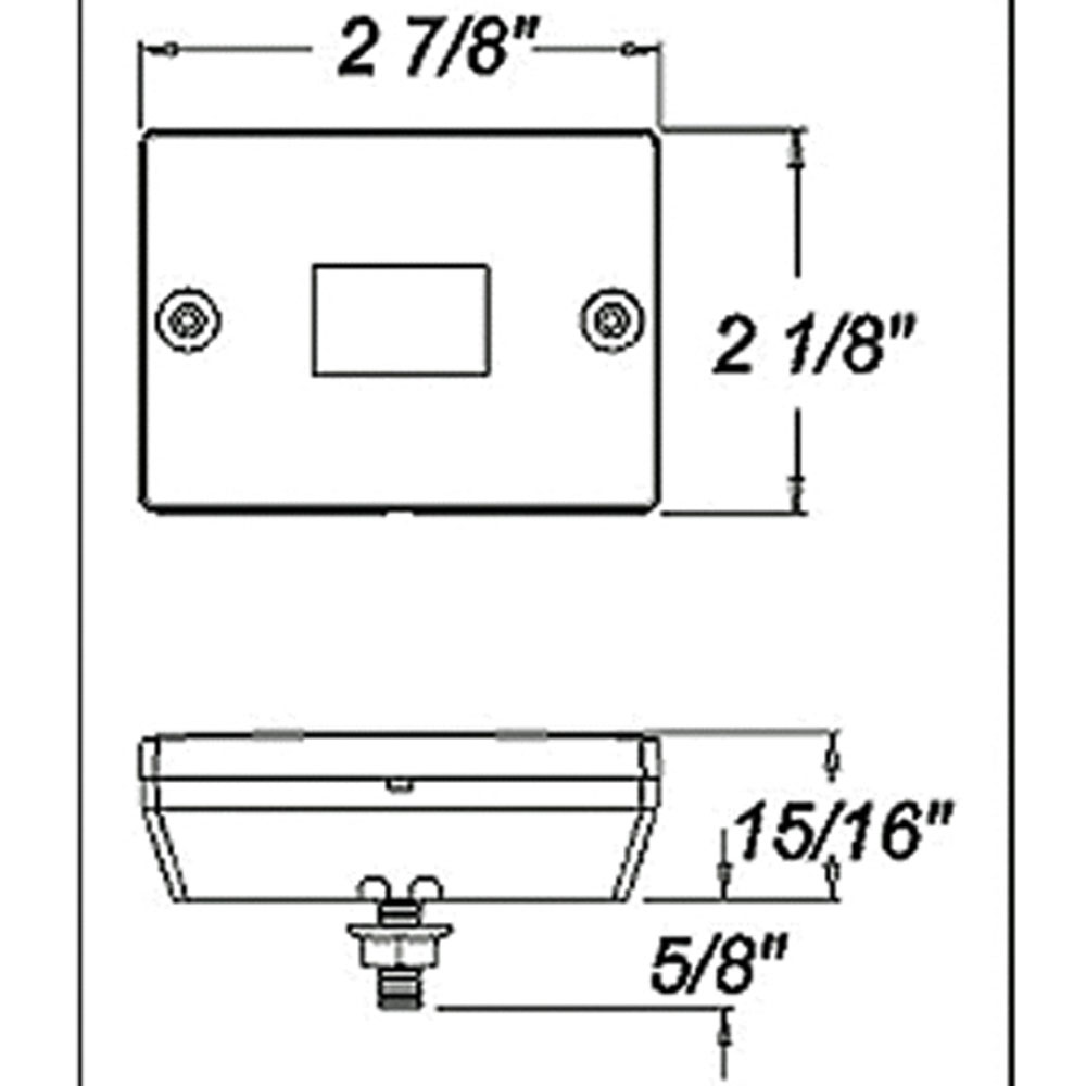(image for) Trailer Marker Clearance Light Only 2.875" Square 6 Diode Amber Stud Mount Dexter/Redneck #LT02-110