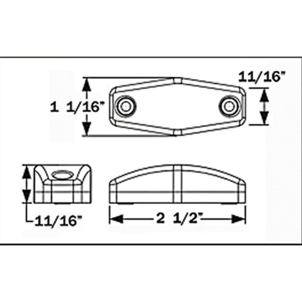 (image for) Trailer Marker Clearance Light Kit 2.5" Irregular Hexagon 2 Diode Red Dexter/Redneck #LT02-210
