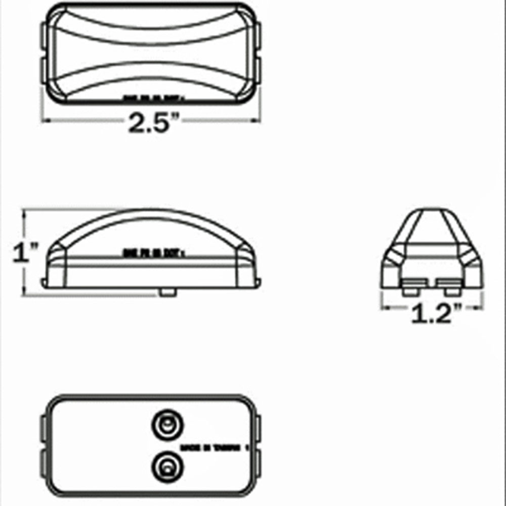 (image for) Trailer Marker Clearance Light Kit LED 2.875" Rectangular Mini Thinline 1 Diode Amber Dexter/Redneck #LT02-220