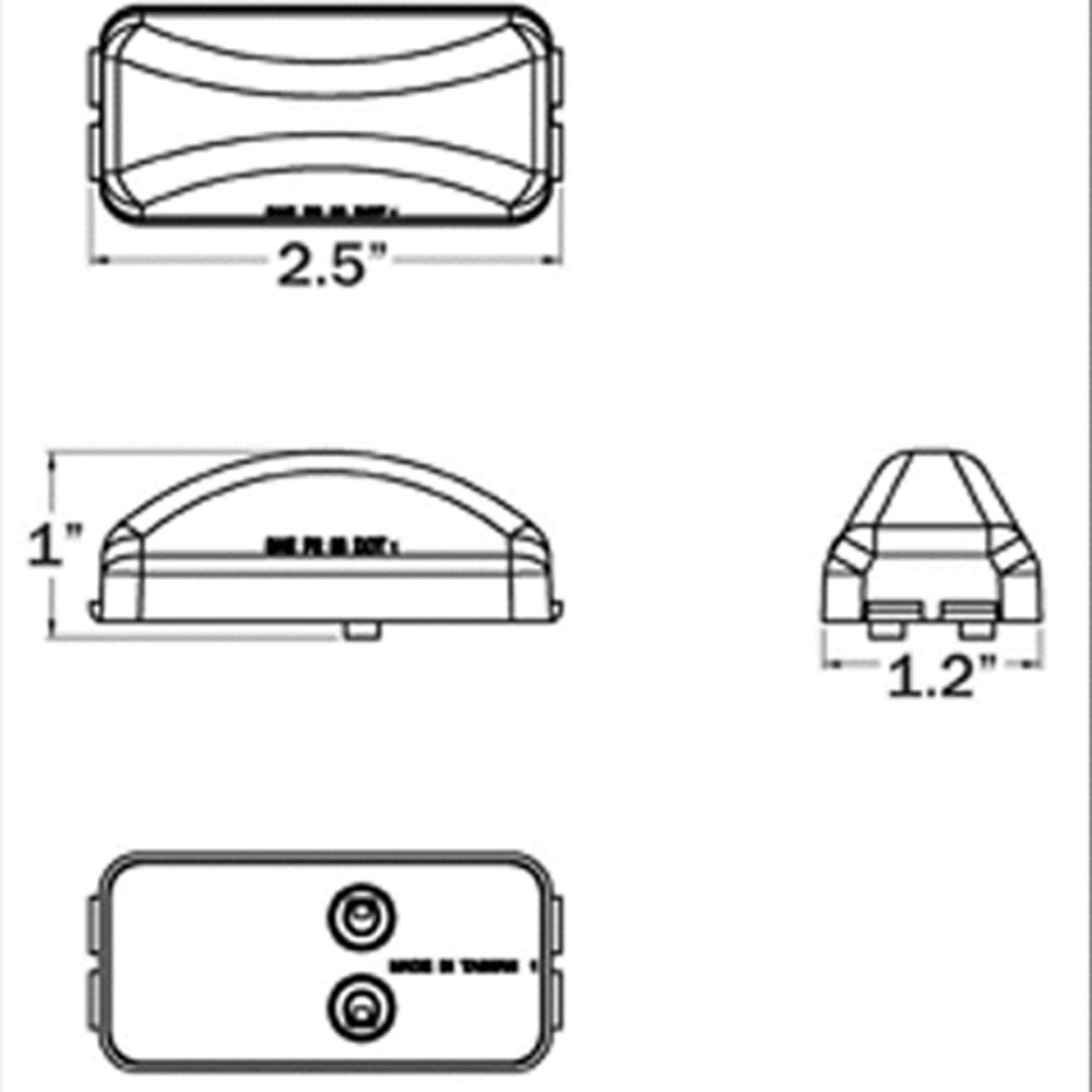 (image for) Trailer Marker Clearance Light Kit LED 2.875" Rectangular Mini Thinline 1 Diode Red Dexter/Redneck #LT02-230
