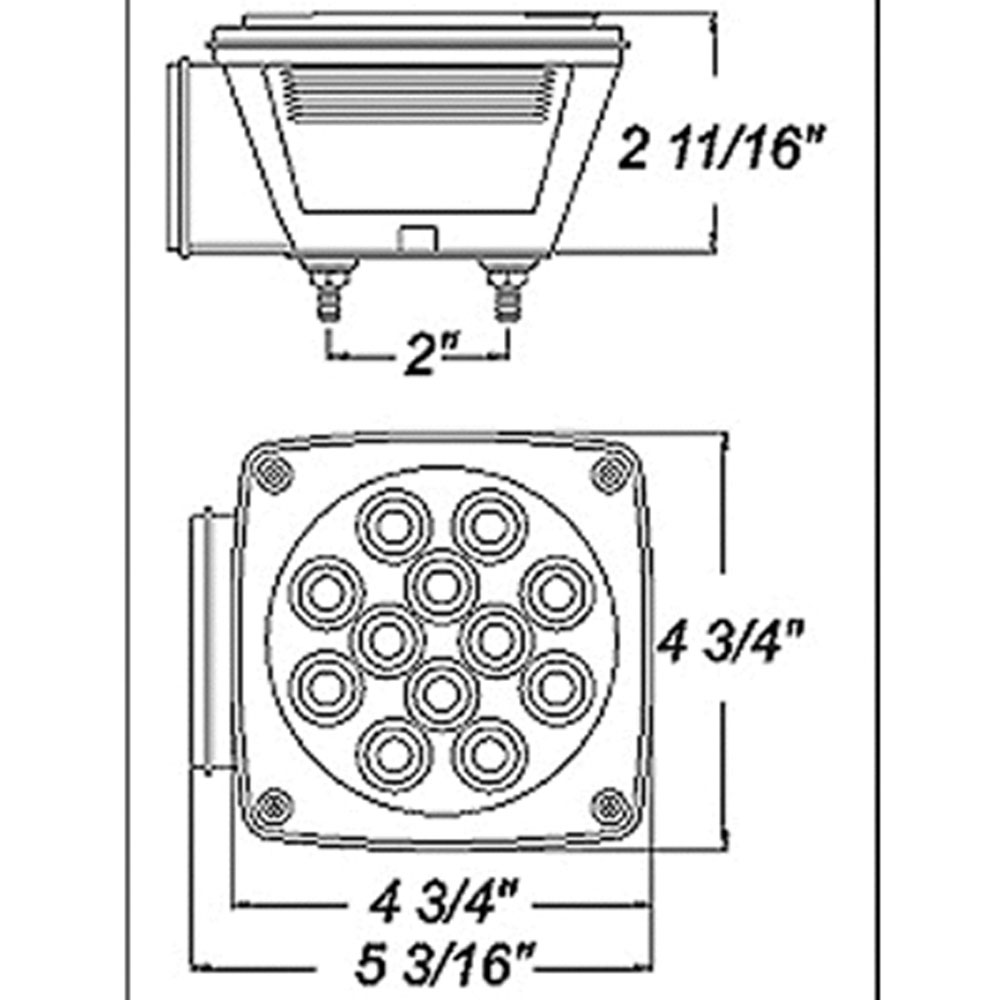 (image for) Trailer Stop/Tail/Turn Light Kit LED 4.75" Square 10 Diode Red Stud Mount Dexter/Redneck #LT08-100