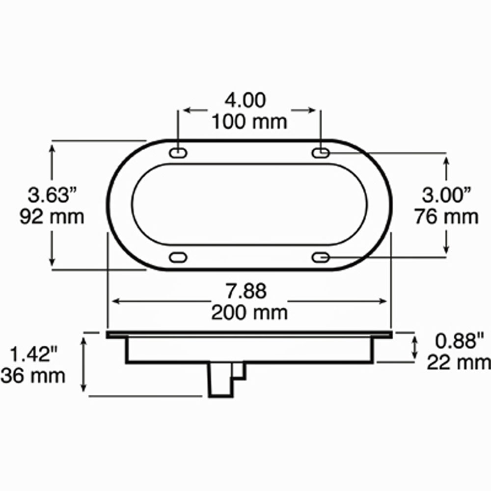 (image for) Trailer Back Up Light 7.88" Oval Lumenx Flange Mount Dexter/Redneck #M822C-7