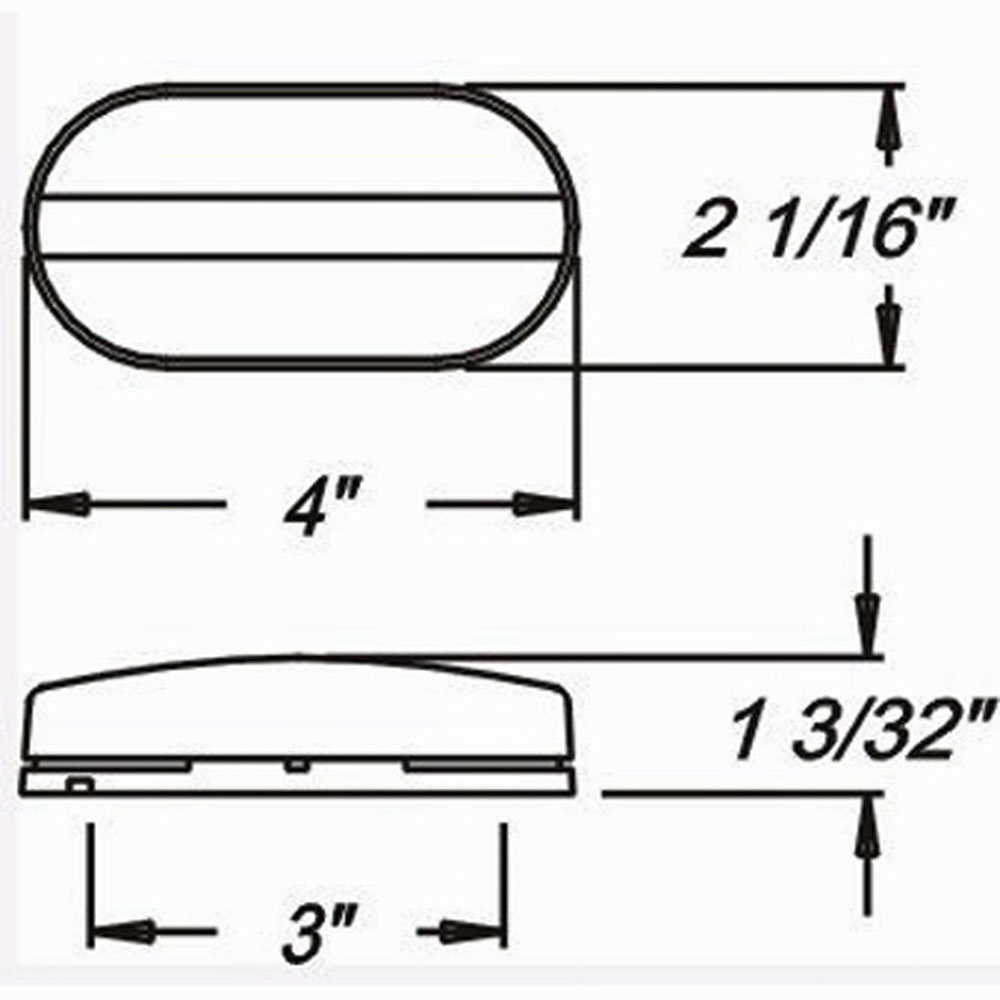 (image for) Trailer Marker Clearance Incandescent Light Oblong Red Standard Dexter/Redneck #MC-31RB