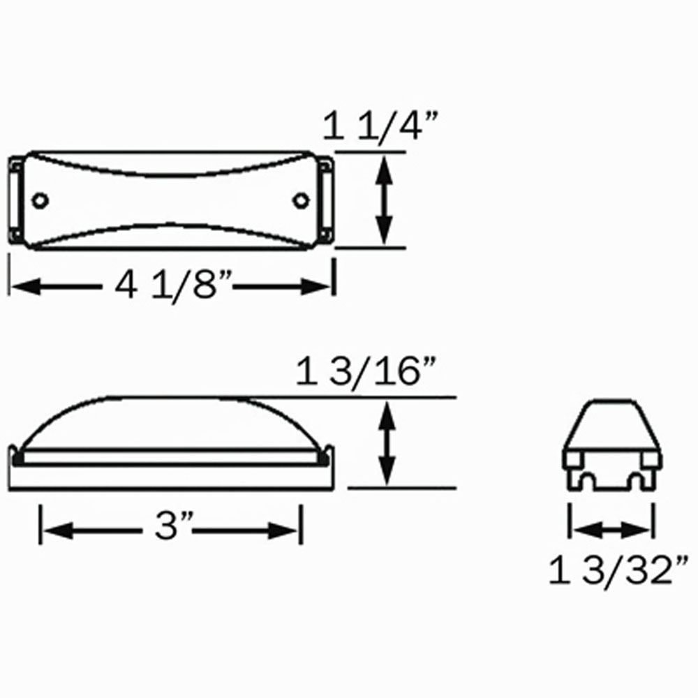 (image for) Trailer Marker Clearance Incand Light Kit Incandesccent 4.13" Rectangle Thinline 1 Bulb Amber Standard Dexter/Redneck #MC-67AB