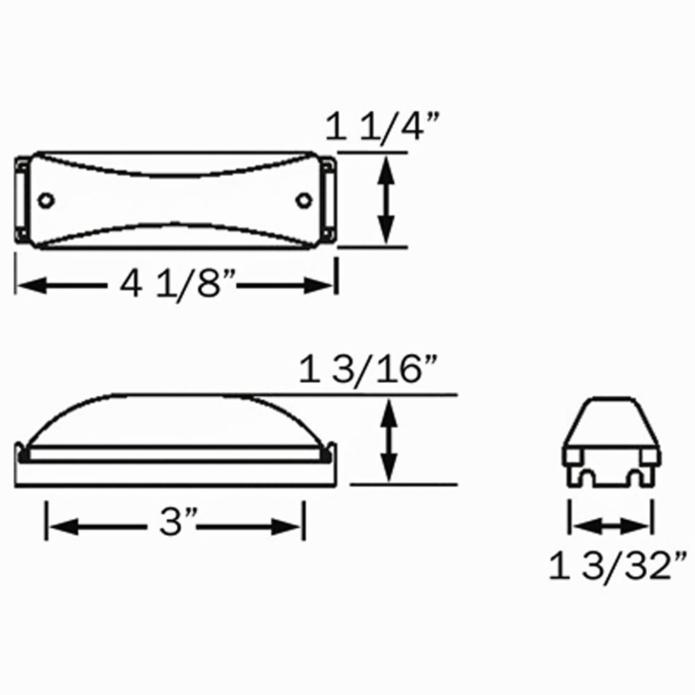 (image for) Trailer Marker Clearance Light Kit Incandesent 4.13" Rectangular Red Thinline Standard Dexter/Redneck #MC-67RB