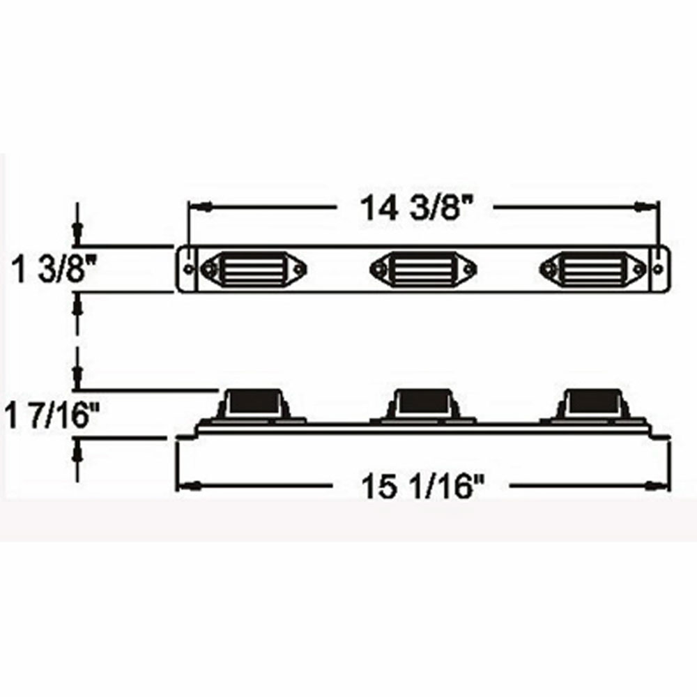 (image for) Trailer Identification Light Bar Incandescent 15.125" Red 3 Bulb Dexter/Redneck #MC-99RB