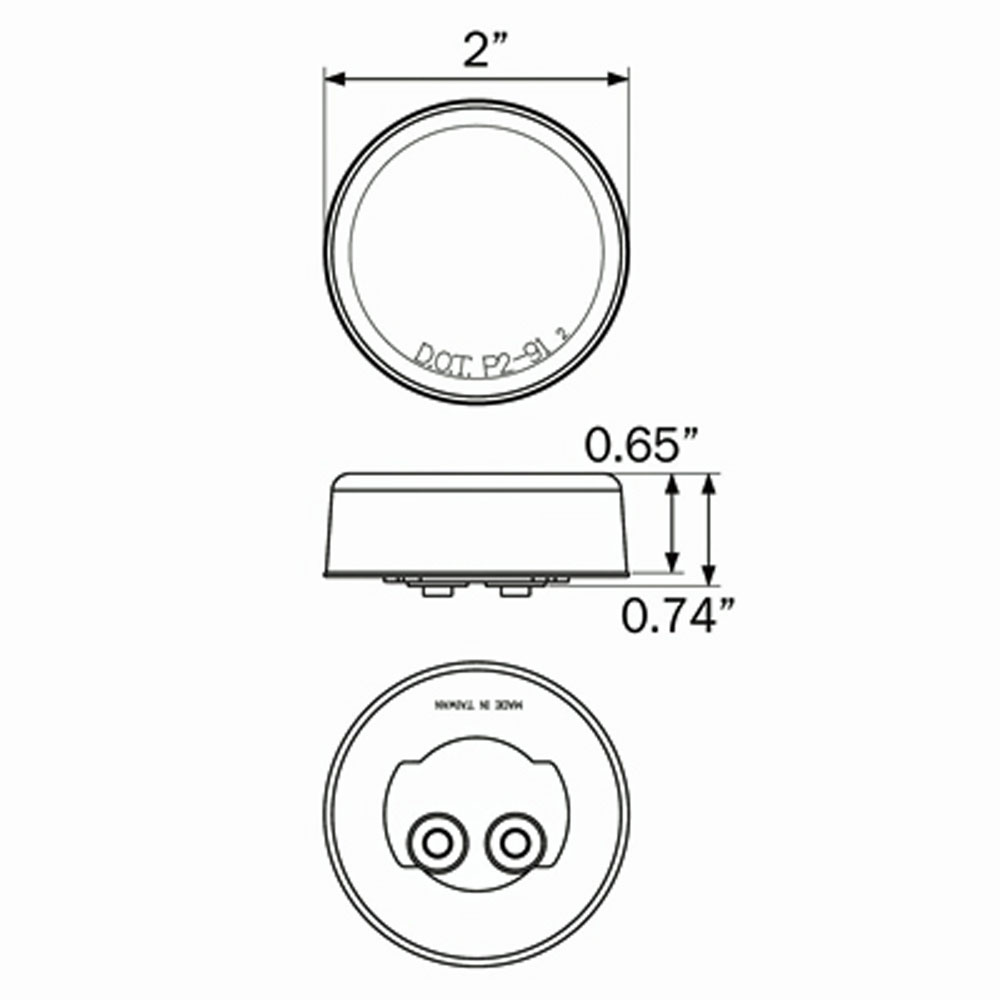 (image for) Trailer Marker Clearance Light Only Incandescent 2" Round Amber ABS Dexter/Redneck #MC53ABSB