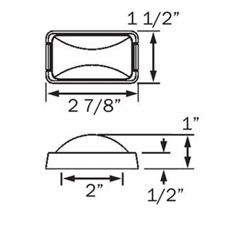 (image for) Trailer Marker Clearance Light Kit Incanedescent 2.78" Rectangular Mini Thinline 1 Bulb Amber Standard Dexter/Redneck #MC91AB