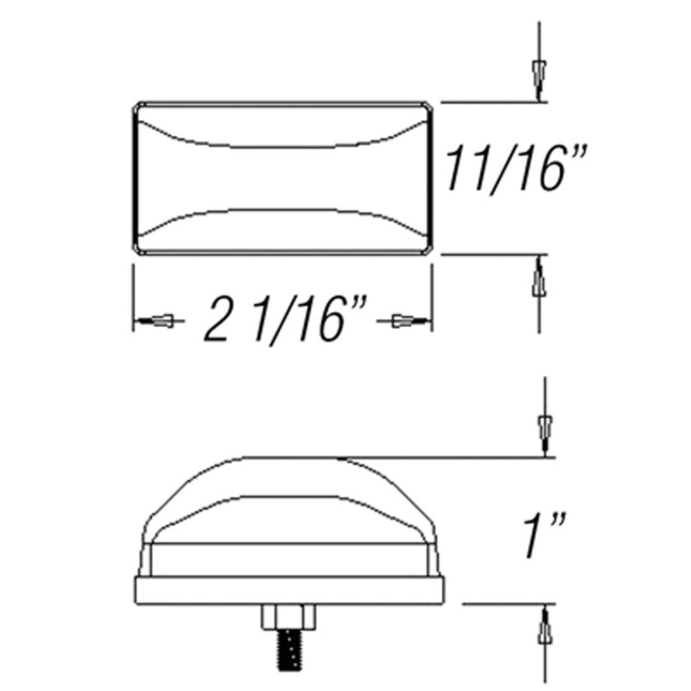 (image for) Trailer Marker Clearance Light Only Incandescent 2" Rectangluar Amber Stud Mount Dexter/Redneck #MC95AB