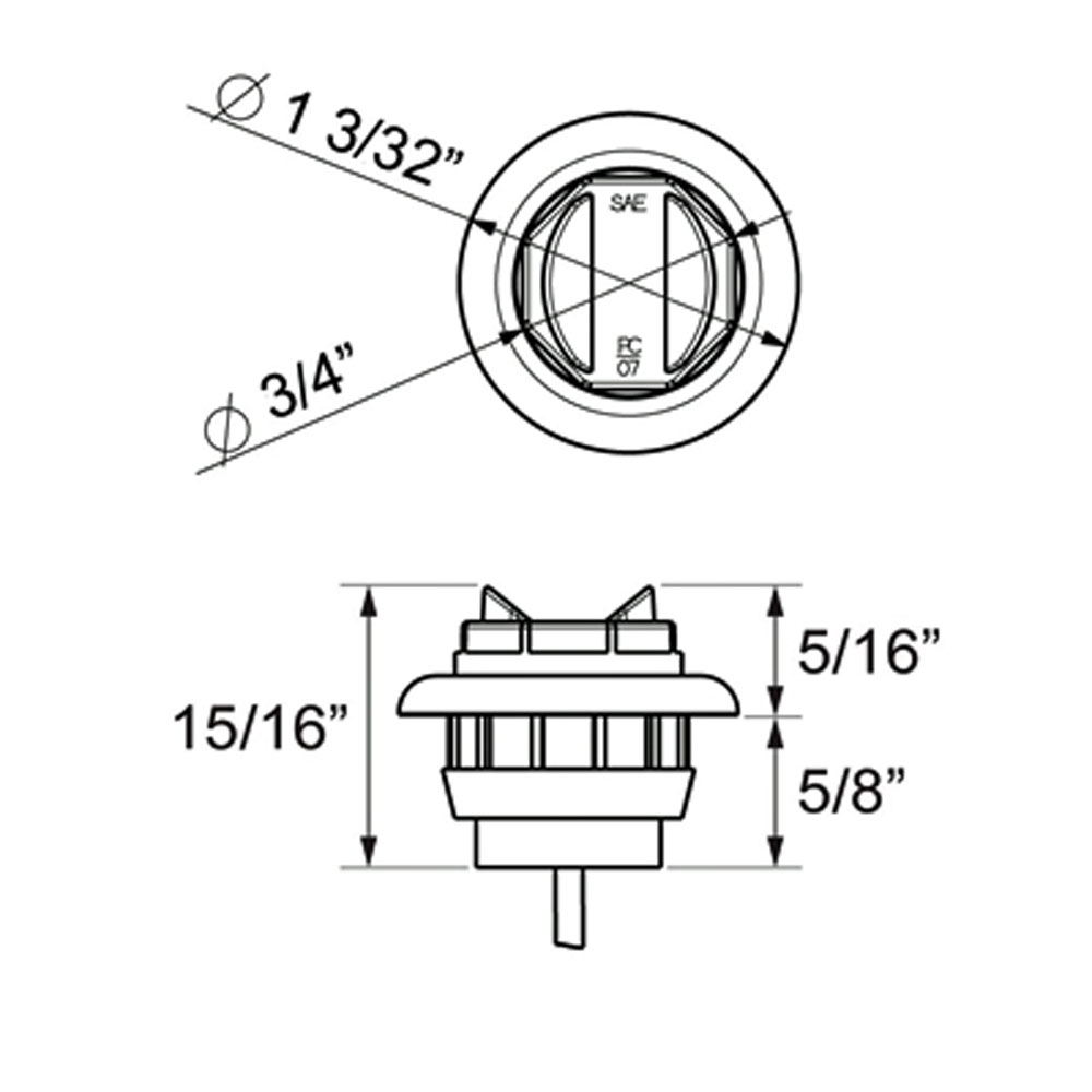 (image for) Trailer Marker Clearance Light LED 3/4" Round Red Standard Dexter/Redneck #MCL-11RKB