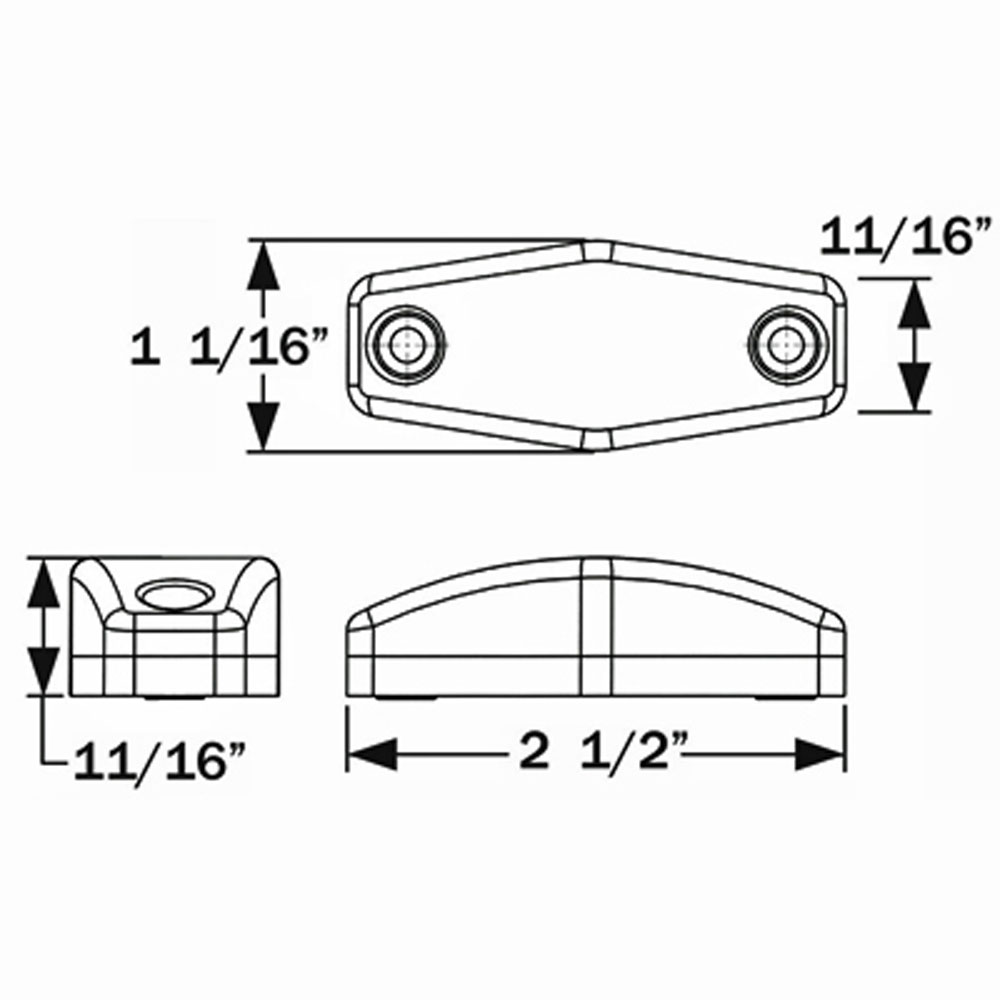 (image for) Trailer Marker Clearance Light LED 2.5" Hexagon Amber Dexter/Redneck #MCL-13AB