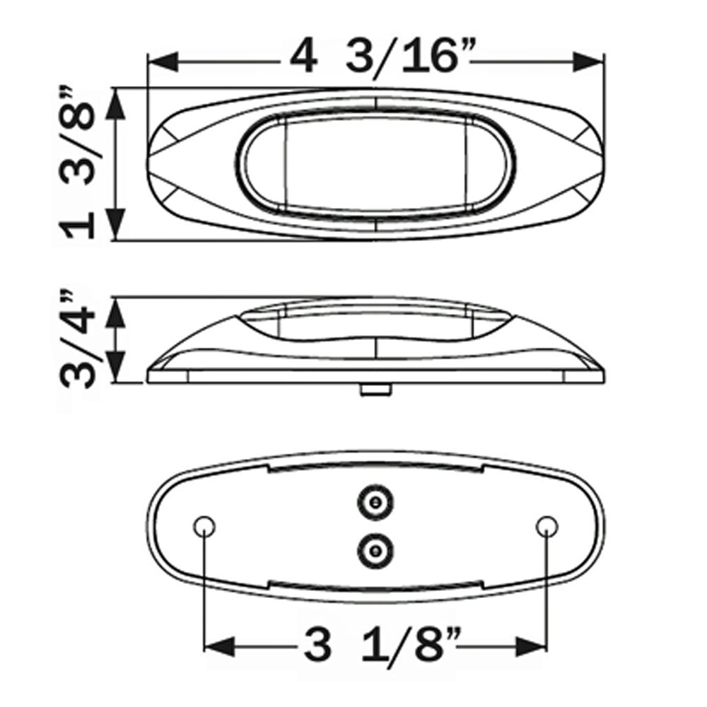 (image for) Trailer Marker Clearance Light With Trim 3" Oval 3 Diode Amber Dexter/Redneck #MCL-17AB