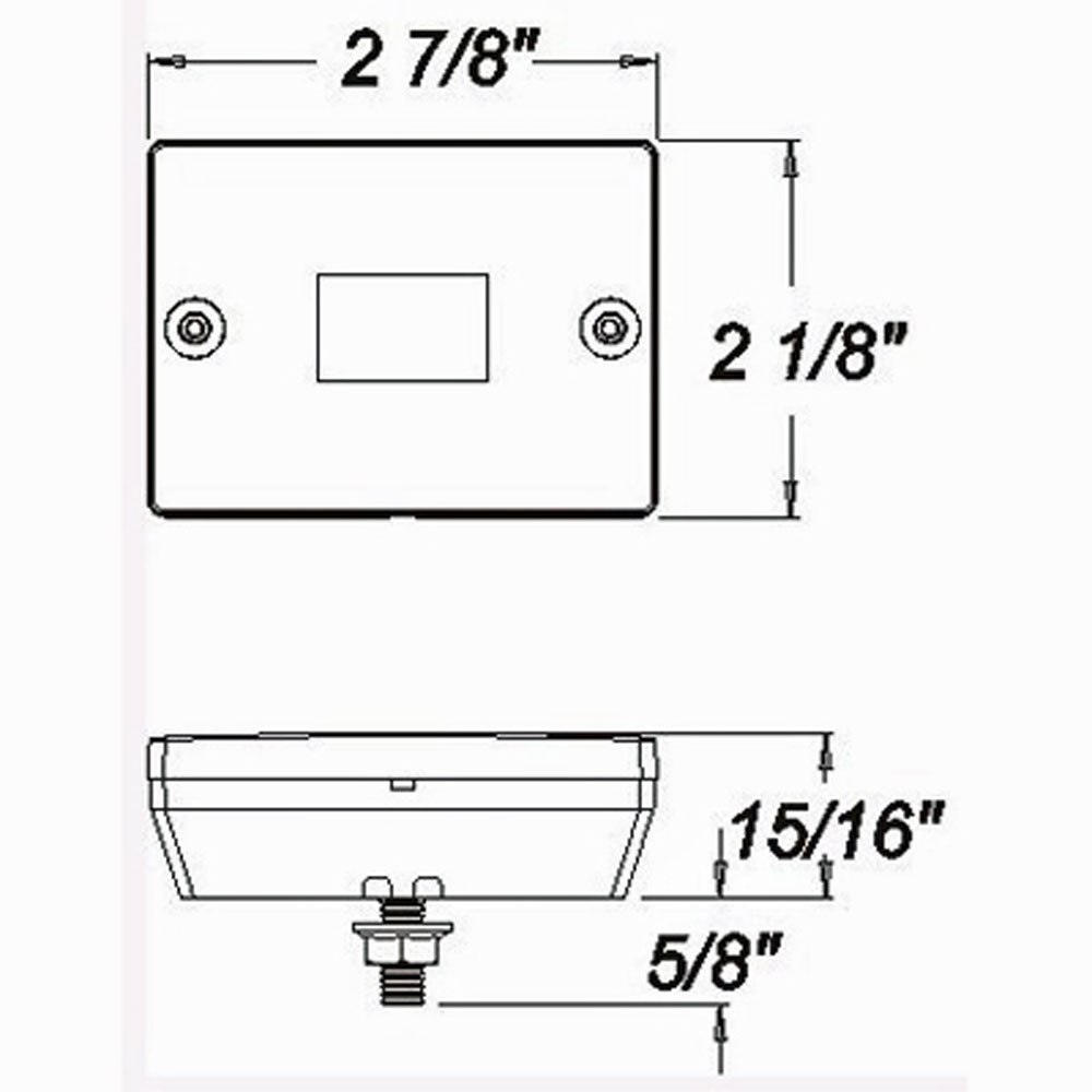 (image for) Trailer Marker Clearance Light LED 2.875" Rectangular Amber Stud Mount Mini Dexter/Redneck #MCL-36AB
