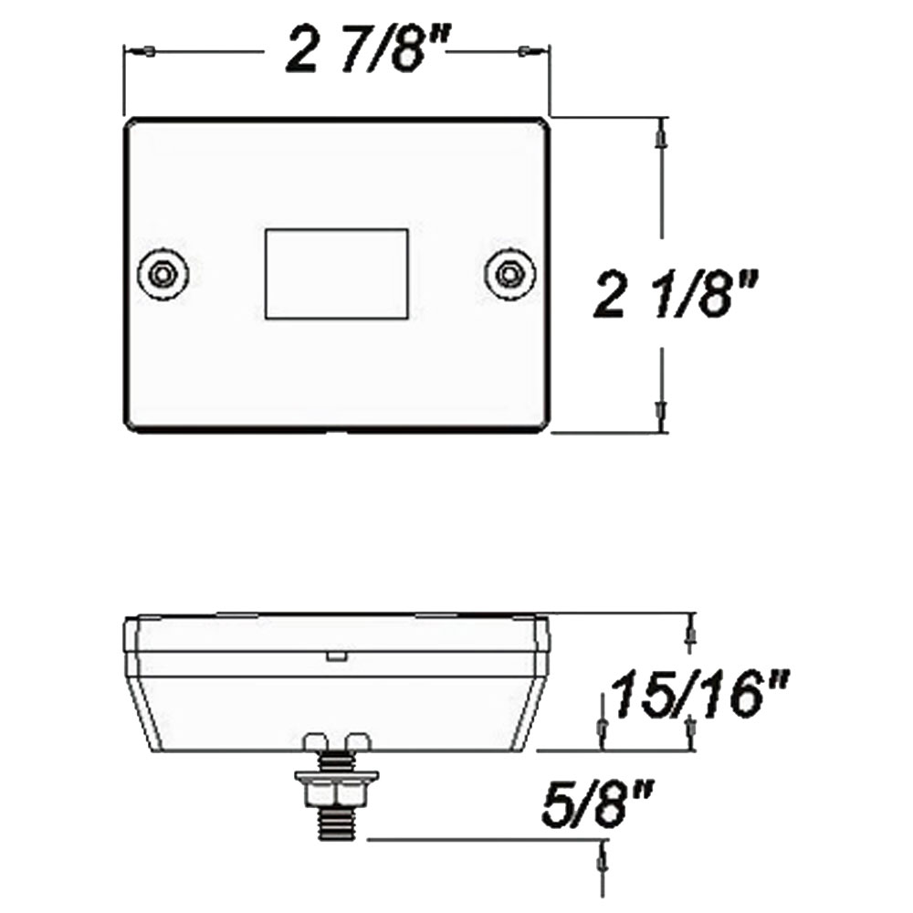 (image for) Trailer Marker Clearance Light LED 2.875" Rectangular Red Stud Mount Dexter/Redneck #MCL-36RB
