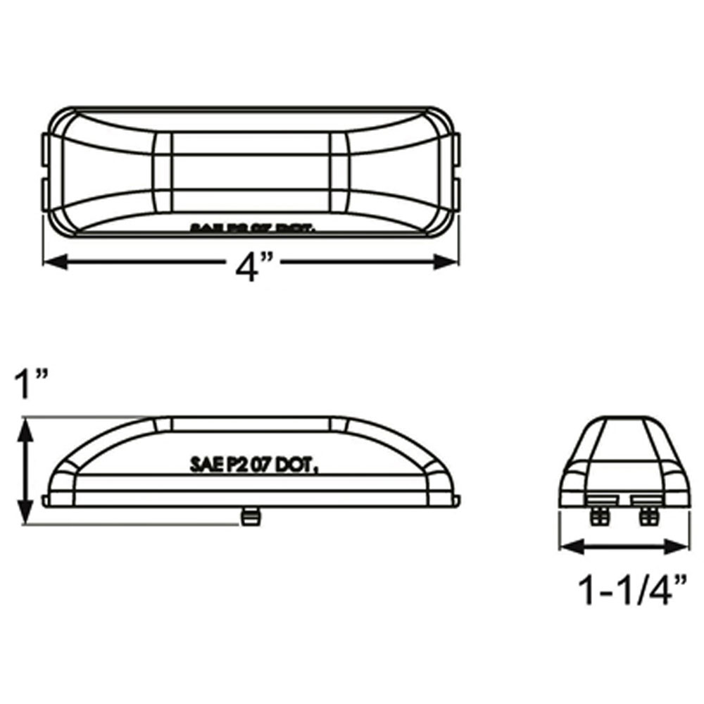 (image for) Trailerr Marker Clearance Light Thinline LED 4" Rectangular Amber Fleet Count Dexter/Redneck #MCL-61AB