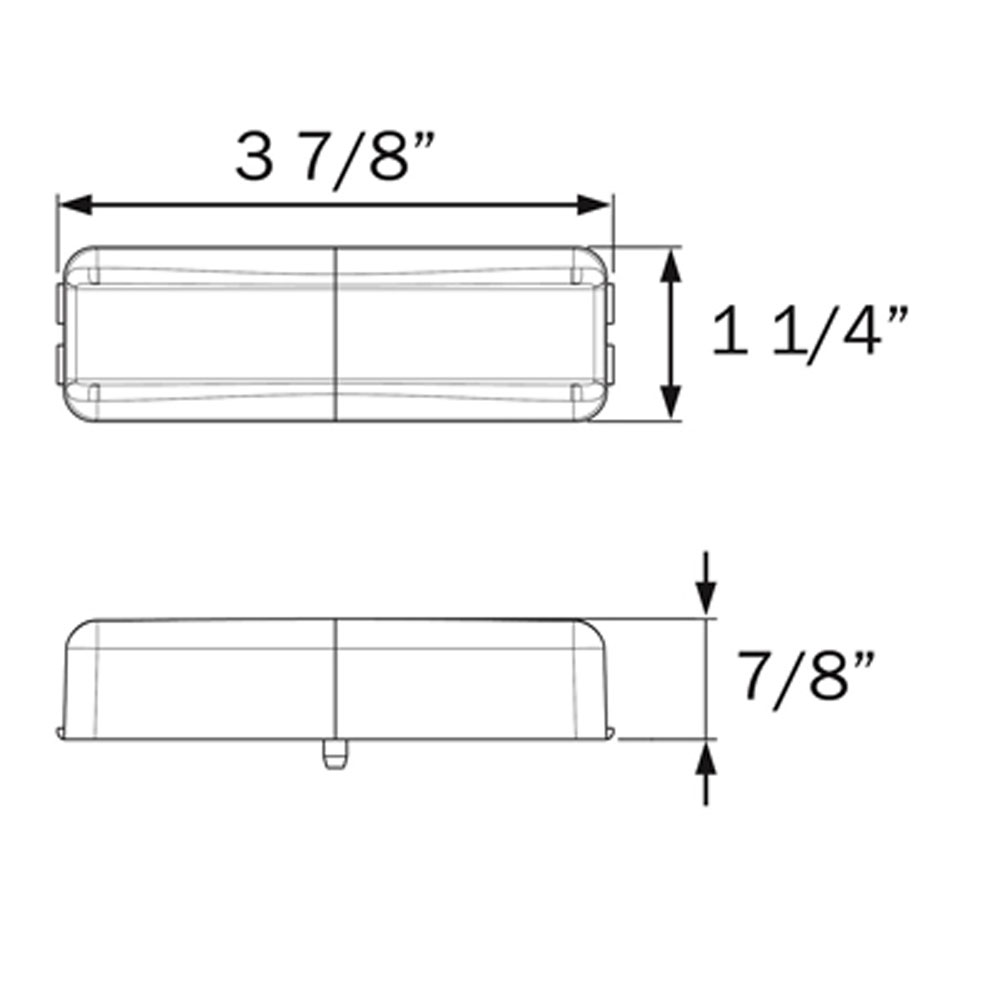 (image for) Trailer Marker Clearance Light Only LED 2" Rectangular 2 Diode Amber/Red Thinline Dexter/Redneck #MCL-61ARB
