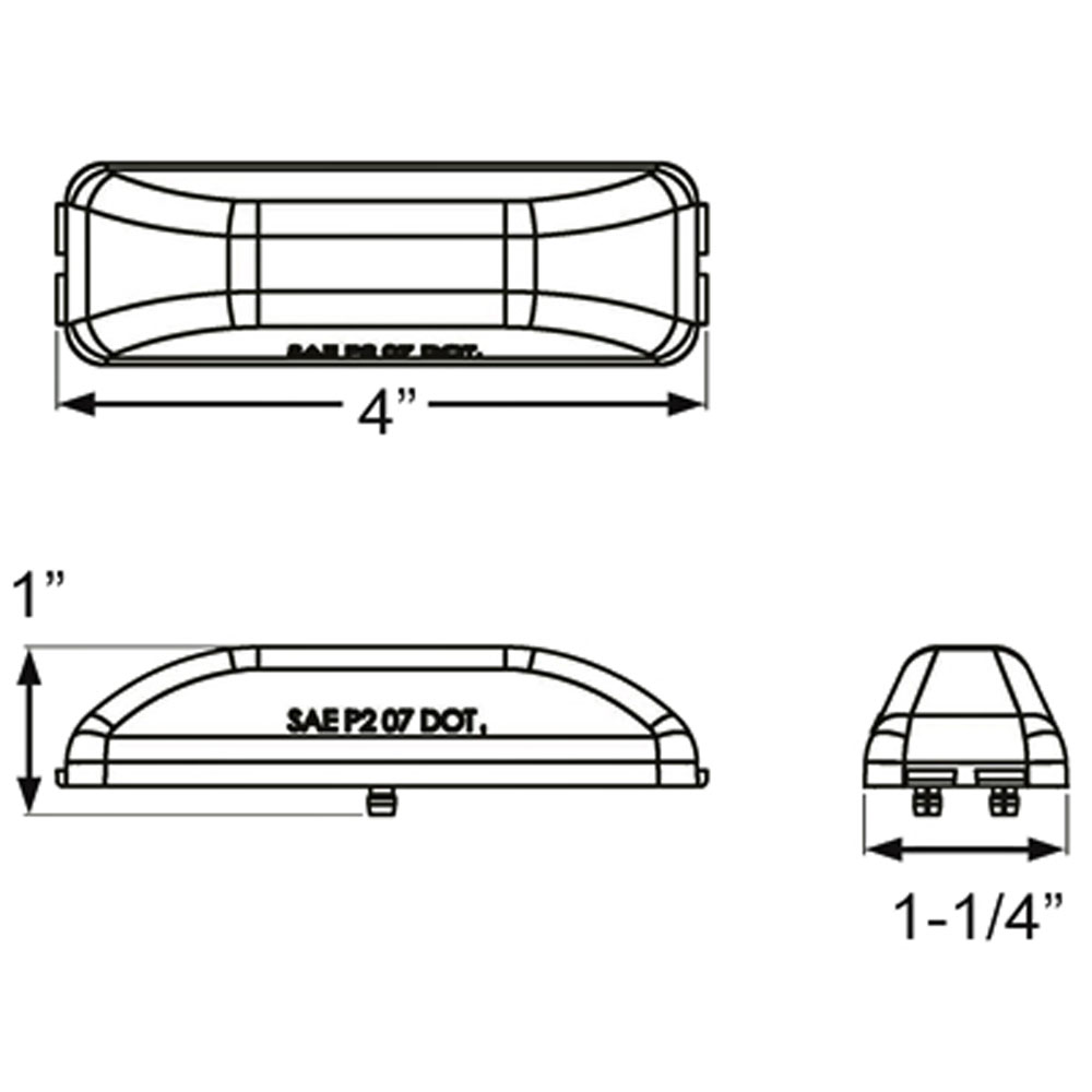 (image for) Marker Clearance Light LED Thinline 4" Rectangular Red Fleet Count Dexter/Redneck #MCL-61RB