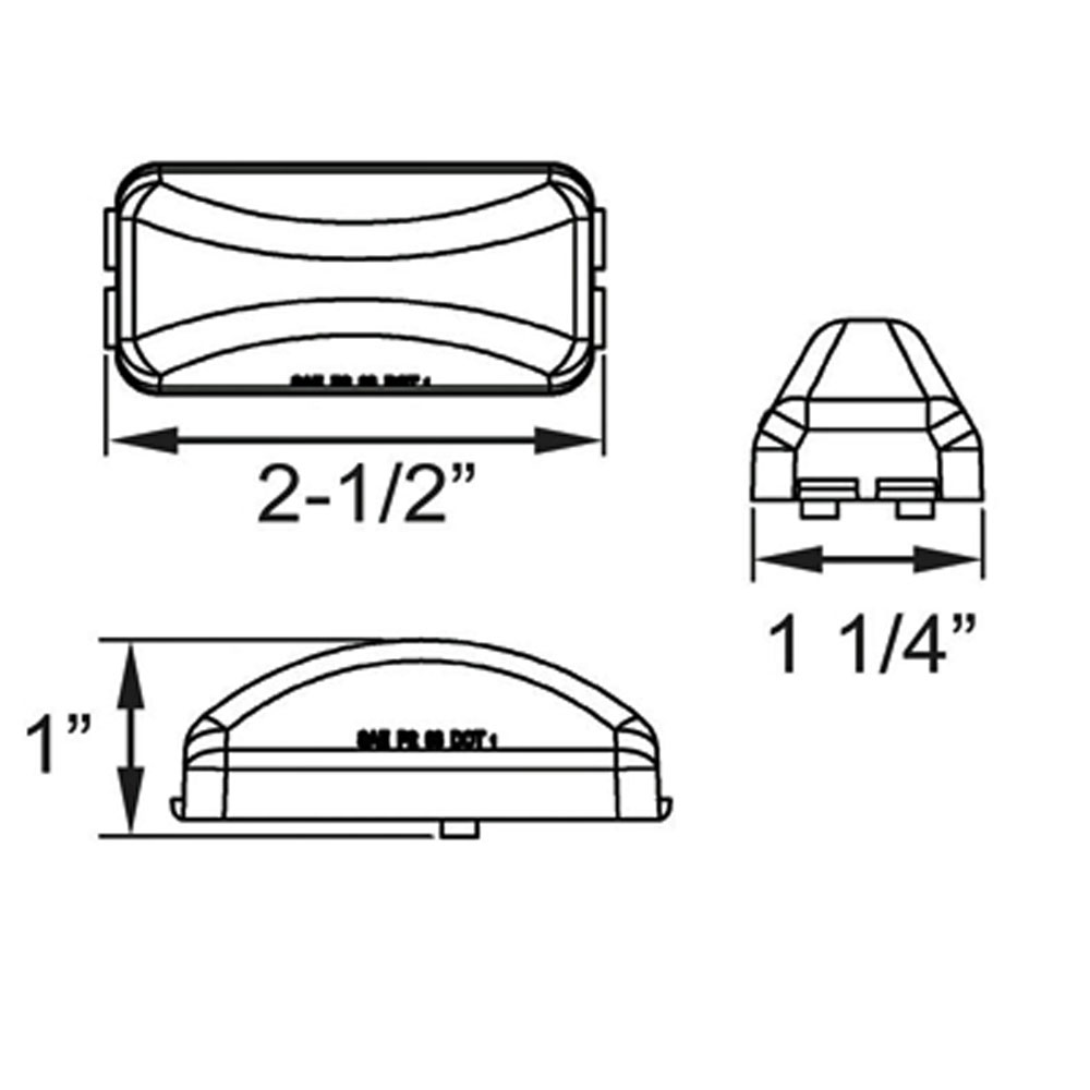 (image for) Trailer Marker Clearance Light Kit LED 2.6" Rectangular Mini Thinline Amber Fleet Count Dexter/Redneck #MCL-90AB