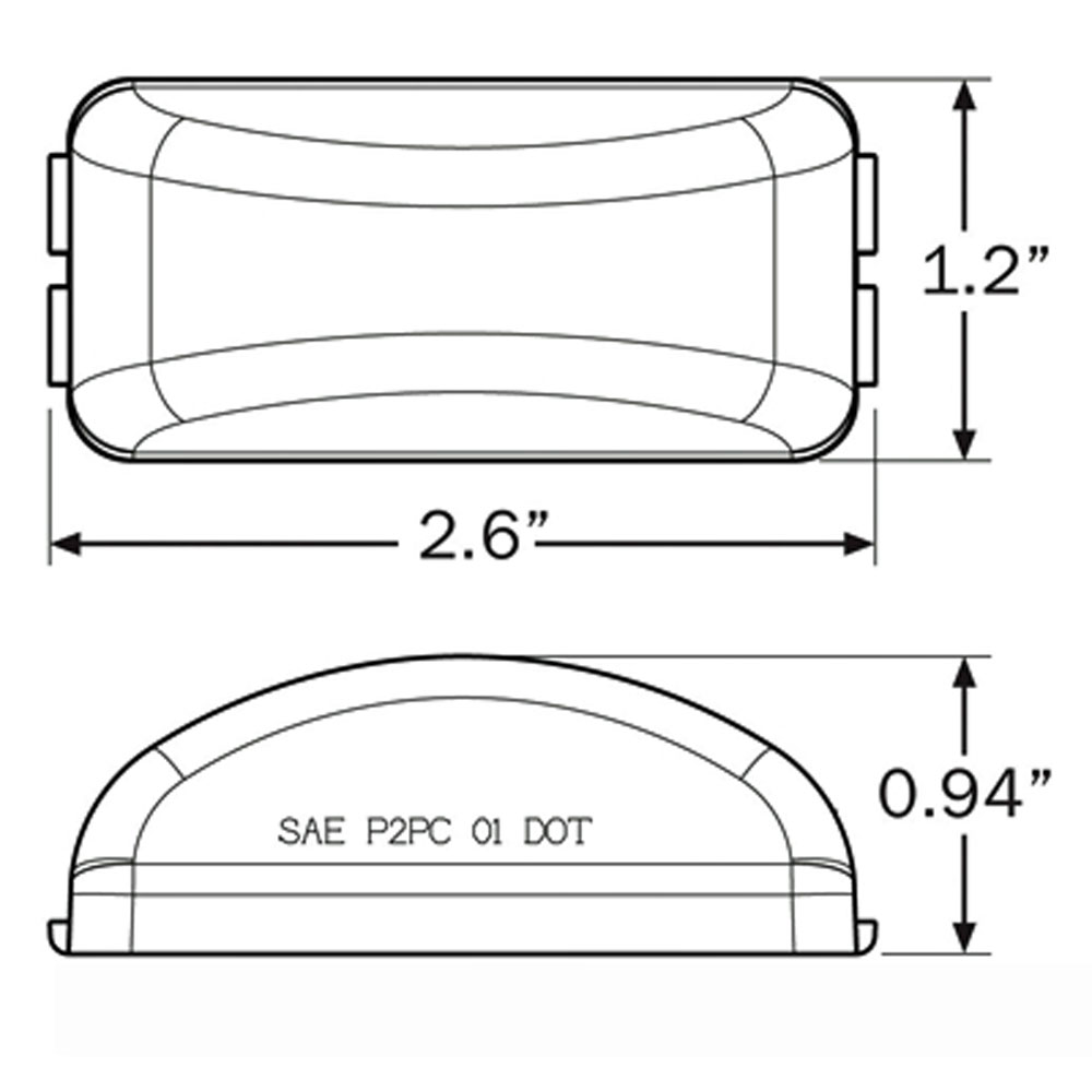 (image for) Trailer Marker Clearance Light Kit LED 2.5" Rectangular 3 Bulb Mini Thinline Amber Dexter/Redneck #MCL-96AB