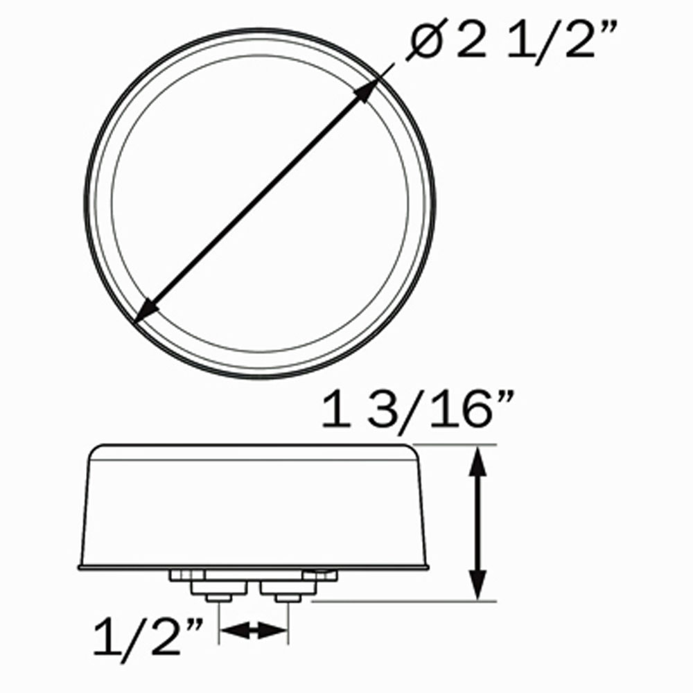 (image for) Trailer Marker Clearance Light Only led 2 1/2" Round 9 Diode Red Glolight Dexter/Redneck #MCL157RB