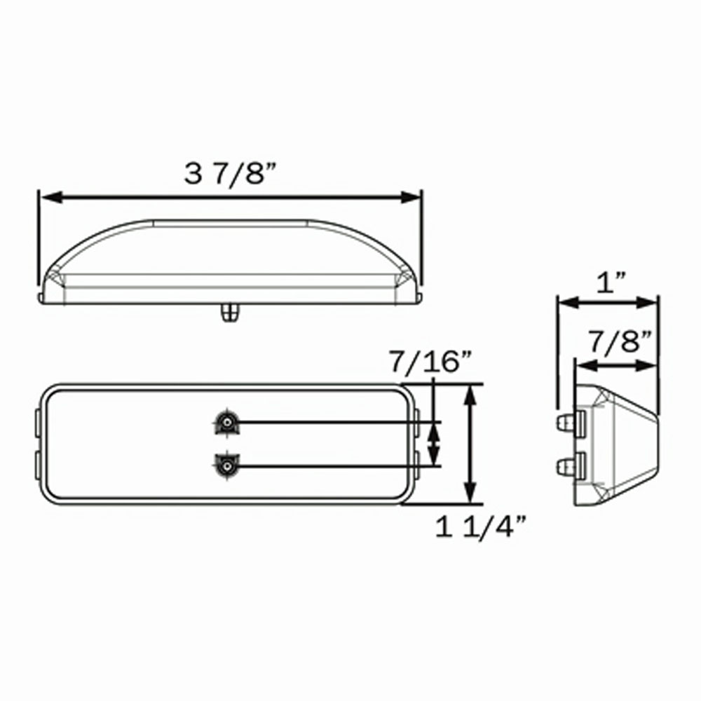 (image for) Trailer Marker Clearance Light Only LED 3.875" Rectangular Thinline 10 Diode Amber Glolight Dexter/Redneck #MCL165AB