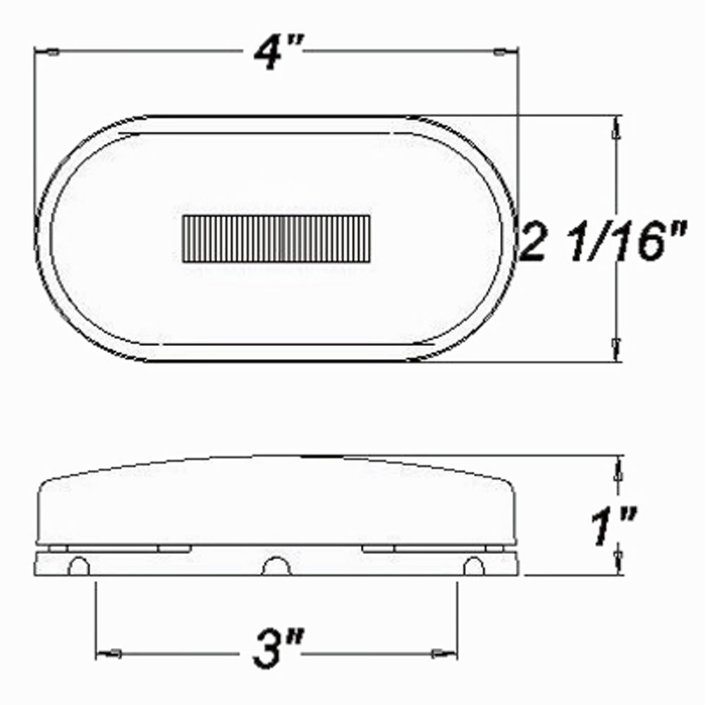 (image for) Trailer Marker Clearance Light LED 4" Oblong 6 Diode Red Surface Mount Dexter/Redneck #MCL31RB