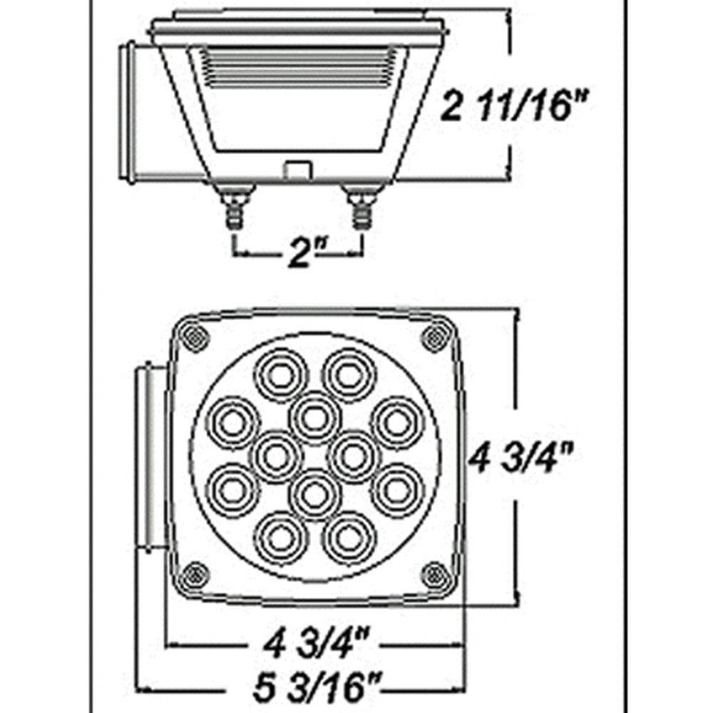 (image for) Trailer Stop/Turn/Tail Light Incandescent 4.75" Square 1 Bulb Standard Left Hand Red Dexter/Redneck #ST-9RB