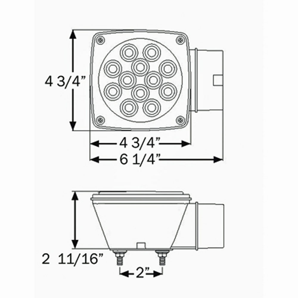 (image for) Trailer Stop/Turn/Tail Light Only LED 4.75: Square 18 Diode Red Standard Right Hand Dexter/Redneck #STL-2RB