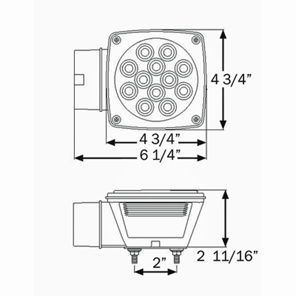 (image for) Trailer Stop/Turn/Tail Light Only LED 4.75 Square 21 Diode Standard Left Hand Red Dexter/Redneck #STL-3RB